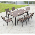 New design outdoor garden furniture plastic wood furniture dining table set for restaurant